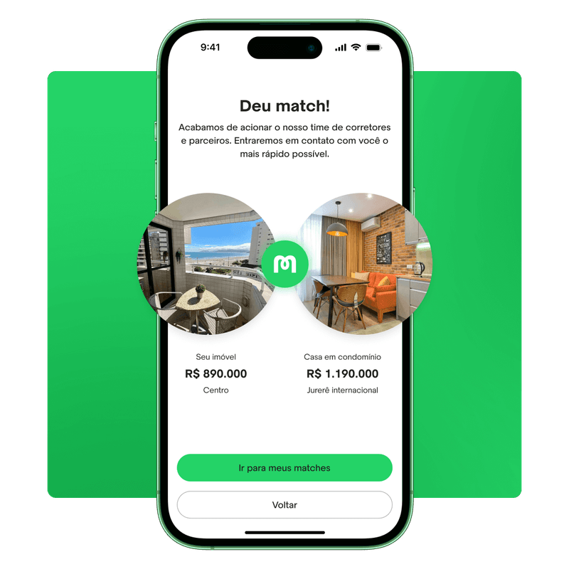 Deu match! Marque uma visita e conheça seu próximo imóvel