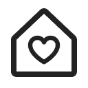 ícone de uma casa com coração para representar match no app da Mude
